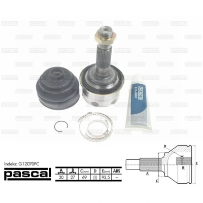 Afbeelding van Homokineet reparatie set, aandrijfas PASCAL G12070PC