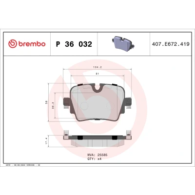 Afbeelding van Brembo Remblokset P 36 032