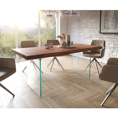 Afbeelding van Eetkamertafel Edge acacia bruin 180x90 XL glas Live