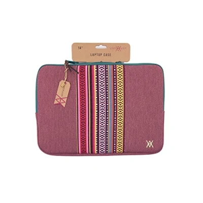 Afbeelding van WONDEE Laptoptas tot 35,6 cm (14 inch), kersenkleur, etnische stijl, gevoerd en versterkt met ritssluiting