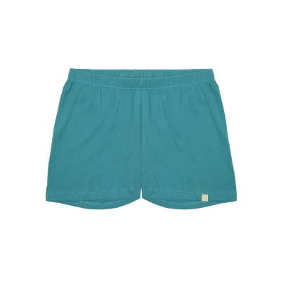 Afbeelding van greenjama Damesshort van Derby Rib, GOTS gecertificeerd pyjamabiner, topaas, 42, Topaz