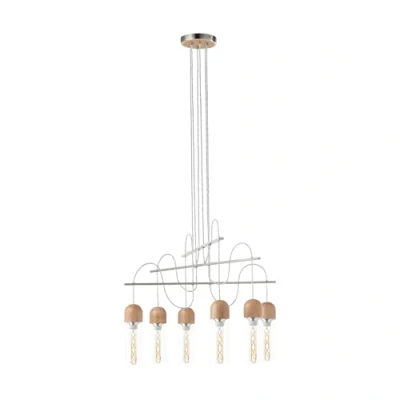 Afbeelding van EGLO Zacharo 1 Hanglamp E27 Hout;Staal;Glas Grijs;Bruin