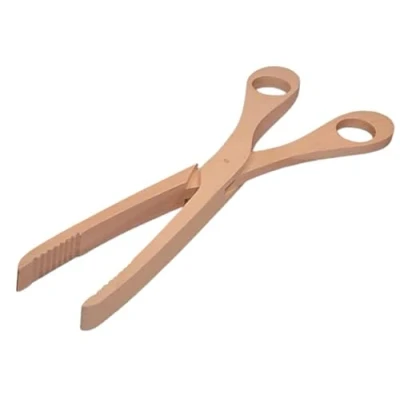 Afbeelding van teemando® houten schaar, komkommertang van hout, 28 cm, grilltang, schaar voor komkommers, pasta en salade