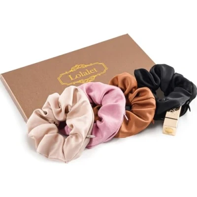 Afbeelding van Lolalet haarelastiekjes met ritssluiting voor dames, haarelastiek, zacht, elastisch, vrouwen, meisjes, 4 stuks