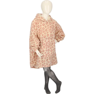 Afbeelding van Apollo Oversized Hoodie Kids Roze Luipaardprint One Size jongens deken Meisjes