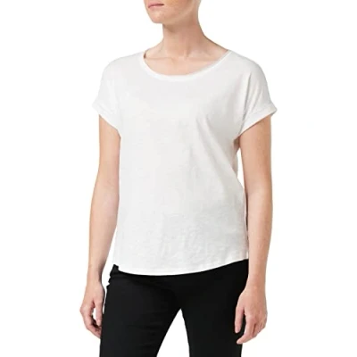 Afbeelding van Build Your Brand Dames T shirt Long Slub Tee, korte mouwen bovendeel voor vrouwen met verlengd rugdeel in zwart of wit, maten XS 5XL,