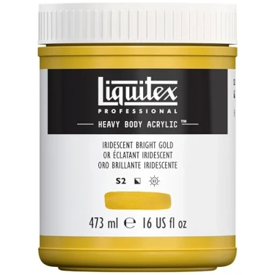 Afbeelding van Liquitex 4412234 Professional Heavy Body acrylverf in kunstenaarskwaliteit met uitstekende lichtechtheid en boterachtige consistentie, 473ml Pot, Iridescent Bright Gold