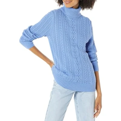 Afbeelding van Amazon Essentials Dames visser kabel rolkraag trui (verkrijgbaar in grote maten), blauw, S