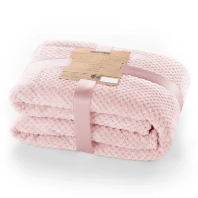 Afbeelding van DecoKing Henry knuffeldeken van 220 x 240 cm, roze, deken, microvezel, woondeken, sprei, fleece, zacht, behaaglijk, Scandinavische stijl, roze poeder
