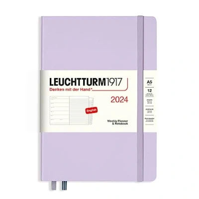Afbeelding van LEUCHTTURM1917 367703 weekkalender en notitieboek medium (A5) 2024, 12 maanden, lila, Engels