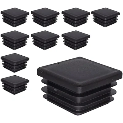 Afbeelding van SKIR&#039;CO (10 stuks) vierkante kunststof pluggen 40 x mm, matte buiseindkappen, buisinzetstukken, hekpaalpluggen, zwart RAL 9005
