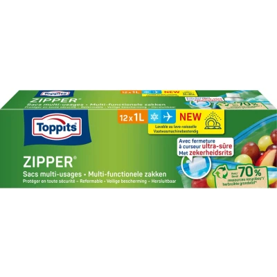 Afbeelding van 12x Toppits Zipper Multi Functionele Zakken 1 liter 12 stuks
