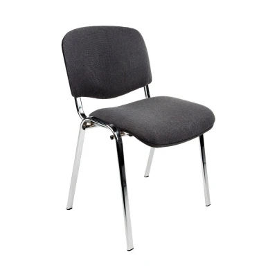 Afbeelding van Vergaderstoel of conferentiestoel basic chroom frame zonder armleuningen Donkerblauw stof