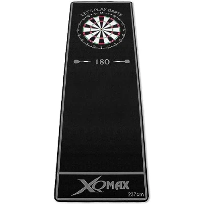 Afbeelding van XQmax 237 x 80 cm toernooi darttapijt grijs/zwart dartmat met officiële speelafstand tapijt