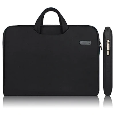 Afbeelding van Arvok 15 15.6 Inch Waterbestendige Canvas Laptophoes met Handvat en ritsvak/Notebooktas/Notebooktas Ultrabook Tablet Draagtas/Etui Skin Cover voor Acer meer, Zwart