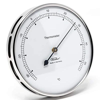 Afbeelding van Fischer 117.01 thermometer voor binnen en buiten 103 mm bimetalen van roestvrij staal Made in Germany zilver
