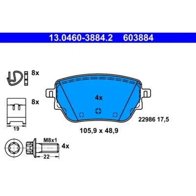 Afbeelding van Remblokkenset, schijfrem ATE 13.0460 3884.2