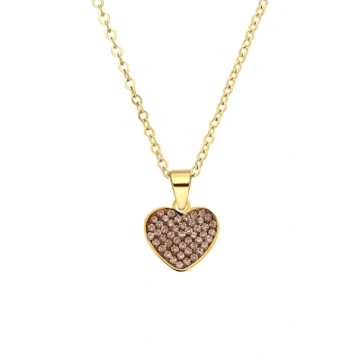 Afbeelding van Lucardi Dames Stalen goldplated Ketting hart kristal colorado Staal Goudkleurig 47 cm