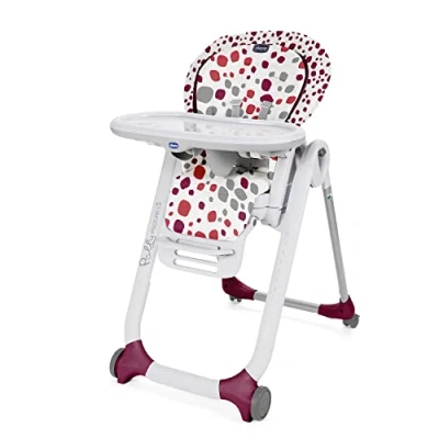 Afbeelding van Chicco Kinderstoel Polly Progres5 Eetstoel en Stoelverhoger Kantelbare Rugleuning 8 Hoogtes Vanaf Geboorte tot 3 Jaar Rood (Cherry)