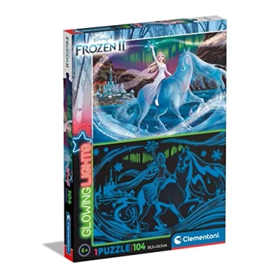 Afbeelding van Clementoni Glowing Frozen 2 Glow In The Dark Puzzel 104 Stukjes 1 Stuk
