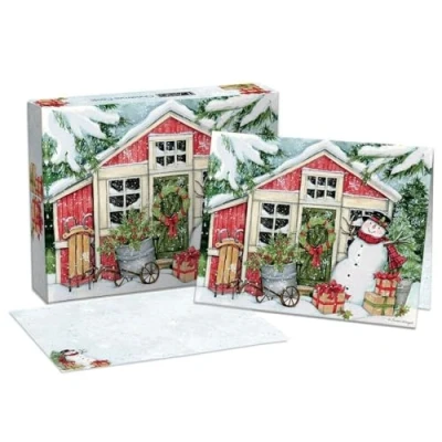 Afbeelding van Lang Snowman&#039;S Farmhouse Boxed Kerstkaarten (1004896)