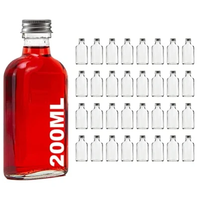 Afbeelding van casavetro Lege glazen flessen, 200 ml, 32 stuks, zak likeurflessen met schroefdop, ml wijnfles, jeneverfles, azijn, olie, fles om te vullen, 0,2 liter (32 x ml)