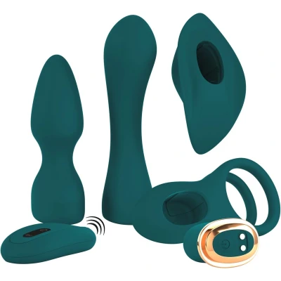Afbeelding van Couples Choice Mini Vibrator Set met 5 Opzetstukken Draadloze Afstandsbediening en Zijdezachte Afwerking USB OplaadbaarSet van