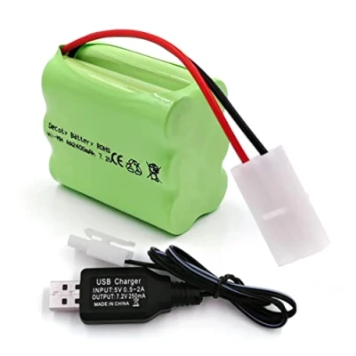 Afbeelding van Gecoty® 7.2V 2400mAh Ni MH batterij, oplaadbare AA batterijen met USB oplaadkabel, Tamiya stekker voor RC Car, Tank, Boat, Robot, Verlichting, Huishoudelijke apparaten