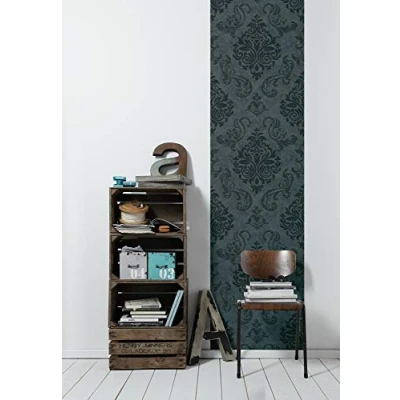 Afbeelding van Ornament behang 0,52 m x 2,50 plakfolie zwart grijs meubelfolie zelfklevend Made in Germany 368241