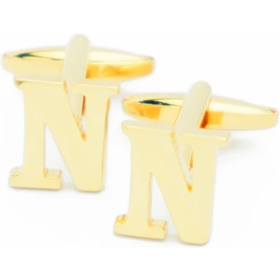 Afbeelding van Manchetknopen Letters Initialen Letter N Goudkleurig
