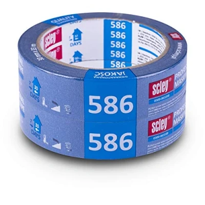 Afbeelding van Scley Afdekband, crêpetape breedte 48 mm, lengte 33 m, 2 stuks schildertape, schilderscrupe blauw, plakband voor schilderwerk serie *586*, A0300 860248
