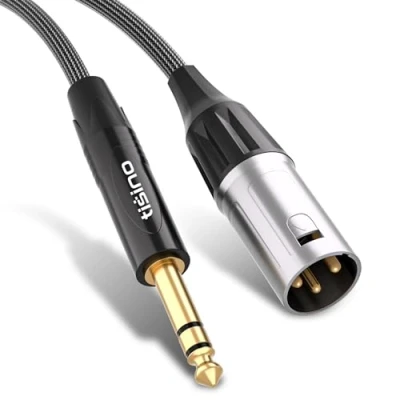 Afbeelding van Tisino 6.35mm Jack naar XLR kabel, Nylon Braid Quarter inch 1/4&quot; TRS Stereo Mannelijke Gebalanceerde Interconnect Cord Patch Lead 1m