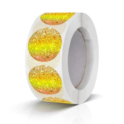 Afbeelding van 500 Stuks Ronde Stickers 25mm Kleurcodering Labels Rol Kleine Zelfklevende Stippen Laser Goud