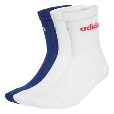 Afbeelding van adidas Uniseks Volwassen Linear Crew Cushioned Socks 3 Pairs, Dark Blue/White/White, 2.5 4