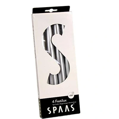 Afbeelding van SPAAS 4 Festilux tafelkaarsen 23/250 mm, ± 8 uur zilver
