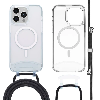 Afbeelding van imoshion Hoesje Geschikt voor iPhone 15 Pro Max met koord MagSafe Backcover afneembaar Transparant