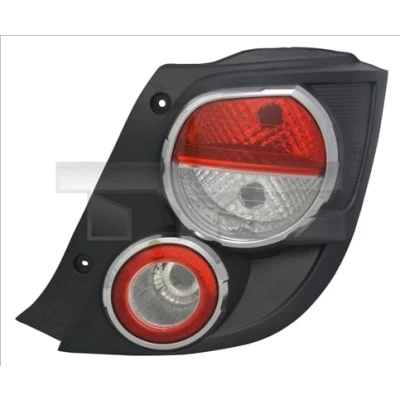 Afbeelding van TYC 11 12007 21 2 Achterlicht rechts chroom/zwart Zonder lamphouder CHEVROLET: Aveo Hatchback (T300) 1.2, 1.4, 1.6, 1.3 D, 1.4 Turbo
