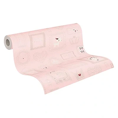 Afbeelding van Leen Bakker A.S. CrÃ ation Behang Fotolijstjes Zacht Roze 53cm X 10,05 M AS369912 Vinyl Création