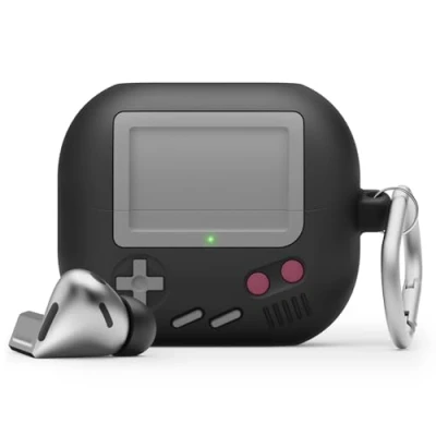 Afbeelding van elago Compatibel met Samsung Galaxy Buds 3 Case &amp; Pro Case, AW5 Classic Game Player Ontwerp Cover Karabijnhaak, Volledige Bescherming, Draadloos Opladen (Zwart)