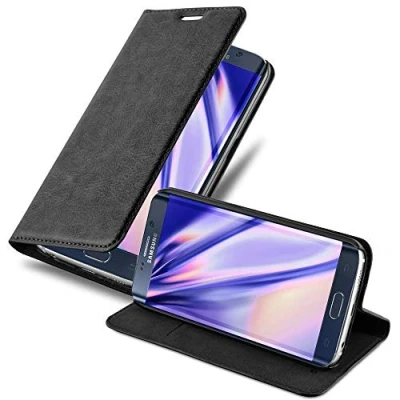 Afbeelding van Cadorabo Hoesje geschikt voor Samsung Galaxy S7 EDGE in ZWARTE NACHT Beschermhoes Case magnetische sluiting Cover