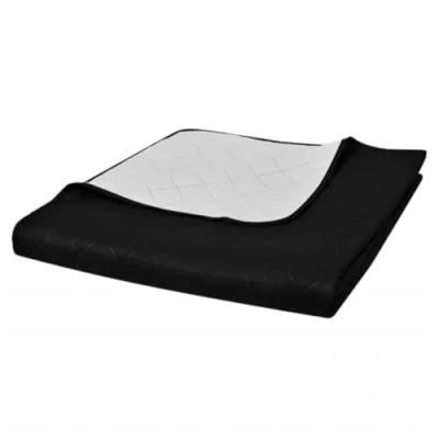 Afbeelding van vidaXL Bedsprei gewatteerd dubbelzijdig 170x210 cm zwart/wit