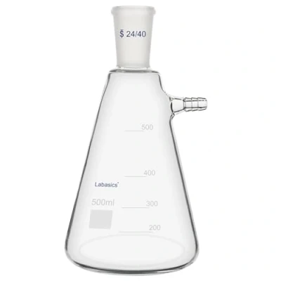 Afbeelding van Labasics 500 ml Filterfles met 24/40 Standaard Kegelgewricht, Hoogwaardig Borosilicaatglas Filterfles, Boutnek Tubulatie, 9 mm Slanginterface