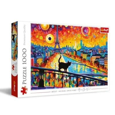Afbeelding van Trefl Kat in Parijs puzzel 1000 stukjes DIY puzzel, Creatieve ontspanning, Plezier, Klassieke voor volwassenen en kinderen vanaf 12 jaar