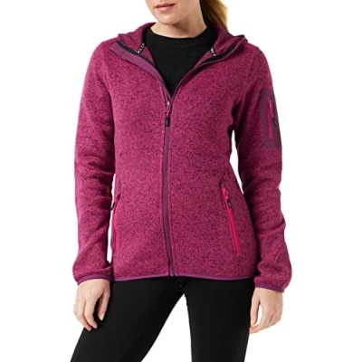Afbeelding van CMP Damesjas van Knit Tech met vaste capuchon, fuchsia amarant, 40