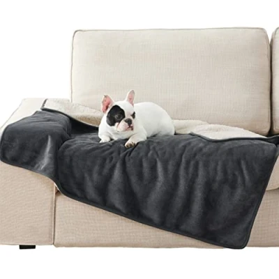 Afbeelding van Lesure waterdichte hondendeken voor grote honden 100x120cm outdoor wasbaar, bankbescherming gemaakt van Sherpa fleece, kattendeken pluizig en zacht, donkergrijs