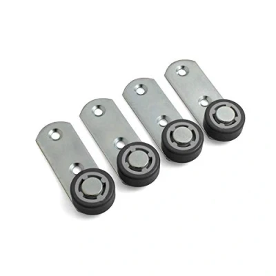Afbeelding van Design61 4 x hendels 78 28 3 mm met rol Ø 30 14 zacht loopvlak verzinkt zilver/grijs