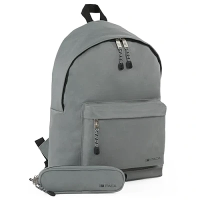 Afbeelding van ITACA Rugzak Ergonomisch Schooltas met Polyester Voering Backpack Gewatteerde rug en bandjes comfortabel verstelbaar Meisje 2 afdelingen een v, Grijs