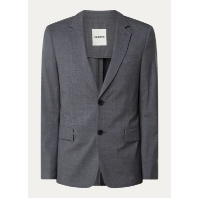 Afbeelding van Sandro heren Slim fit colbert van wol met klepzakken in de kleur Grijs, maat: 48