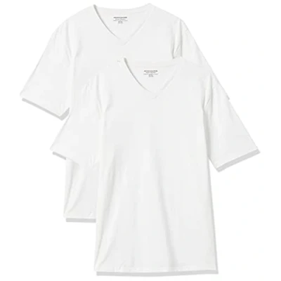 Afbeelding van Amazon Essentials Heren Regular Fit T shirt met korte mouwen en V hals (verkrijgbaar in Big &amp; Tall), 2 stuks, wit, L