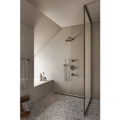 Afbeelding van Hotbath Get together Regendoucheset IBS1 Geborsteld nikkel Staaf Handdouche 20cm Hoofddouche Wandarm 35cm met wandhouder